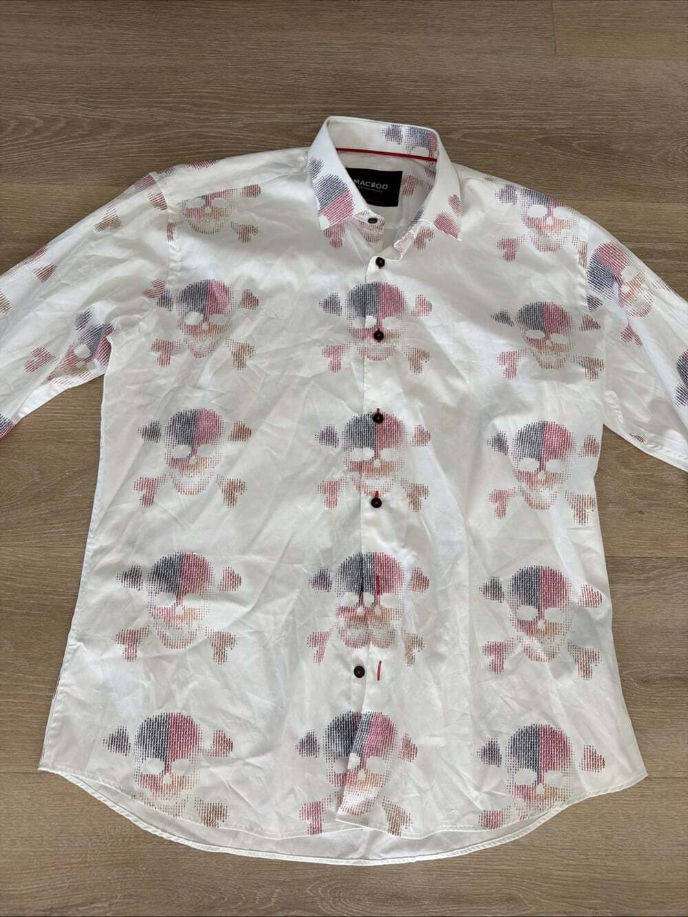 Maceoo Men's Skull Bone Long Sleeve Button Shirt Size 5/XL - Picture 2 of 7
